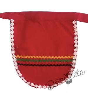 Детска народна престилка в червено с фолклорни етно мотиви 478615