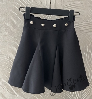 Детска пола за момиче в черно с ластик и копчета 