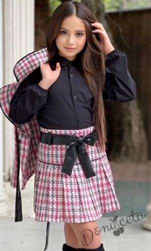 Set of a skirt and a jacket in red