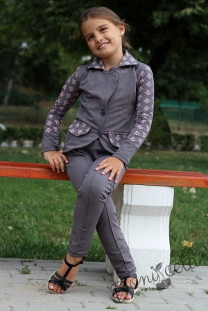 Girl's set of a jacket in grey with leggings