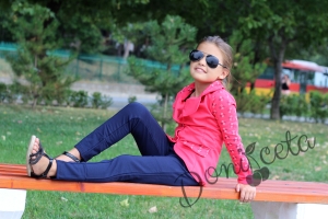 Girl's jacket in rusberry colour with leggings