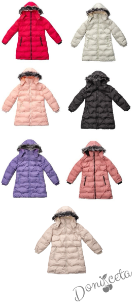 Winter  jacket in ruspberry colour with a hood