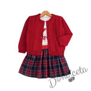 Set of a skirt and a jacket in red