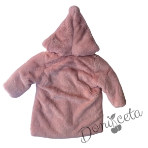 Winter  jacket in ruspberry colour with a hood