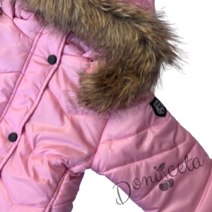 Winter  jacket in ruspberry colour with a hood