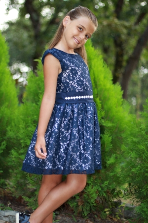 Official lace dress in dark blue