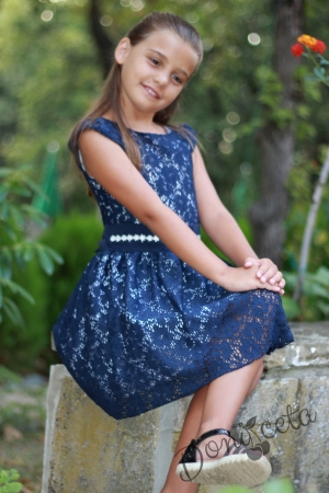 Official lace dress in dark blue