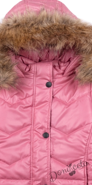 Winter  jacket in ruspberry colour with a hood