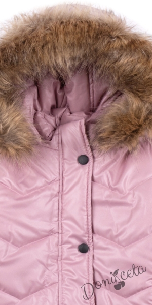 Winter  jacket in ruspberry colour with a hood