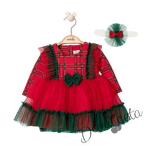 Children's dress  with a vest  in red