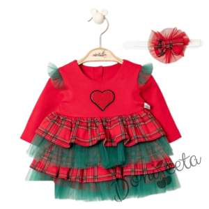 Children's dress  with a vest  in red