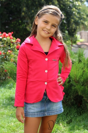 Детско сако за момиче в цвят малина с къдрички