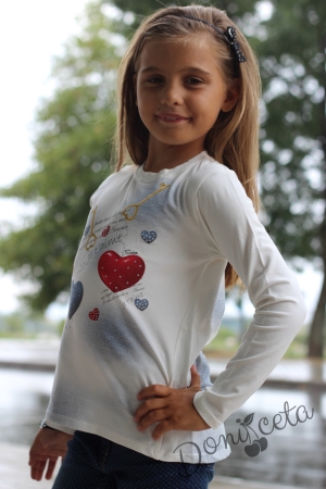Детска блуза с дълъг ръкав в бяло