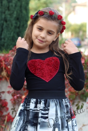 Детска блуза със сърце в червено