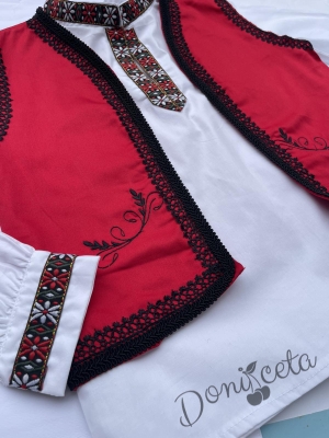 Мъжка или детска народна народна носия за момче 95 с фолклорни/етно мотиви, с елек и кариран колан и гети 3