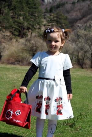 Детска рокля в бяло с  Мини Маус