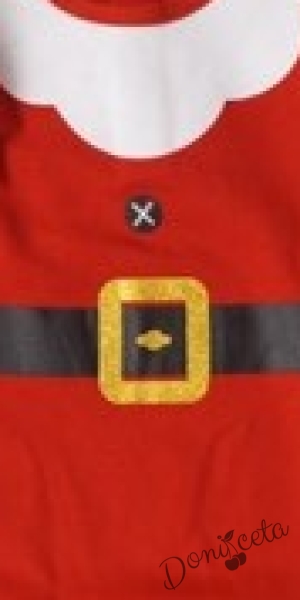 Коледен бебешки гащеризон в червено с райе  2