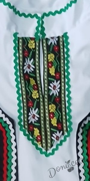 Мъжка или детска народна народна носия за момче 101 с фолклорни/етно мотиви, с елек и пояс в червено и гети 3