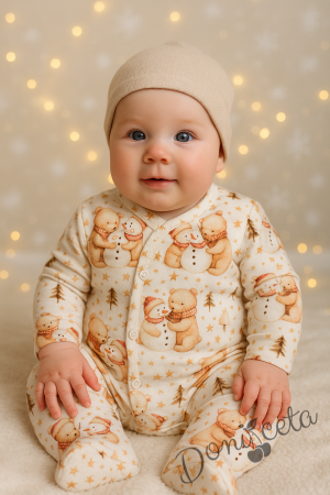 Коледен бебешки гащеризон с мечета 