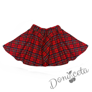 Детска пола клош от трико в каре 1