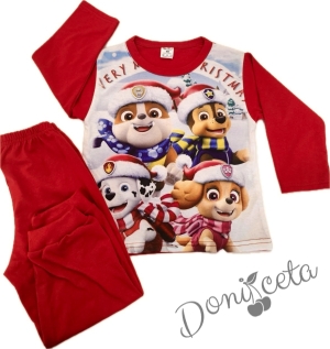 Детска коледна пижама с Пес Патрул в червено