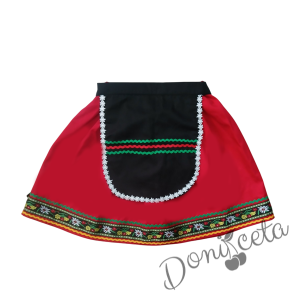 Дамска или детска народна носия 102-риза с бродерия, пола, елек, и черна престилка с фолклорни/етно мотиви