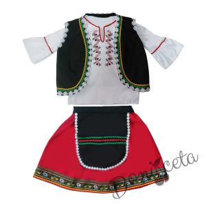 Дамска или детска народна носия 100-риза, пола, елек, и черна престилка с фолклорни/етно мотиви1