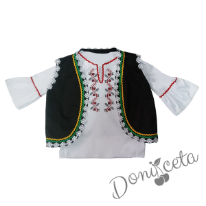 Дамска или детска народна носия 100-риза, пола, елек, и черна престилка с фолклорни/етно мотиви2