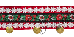 Дамска или детска народна носия 101 с косичник за глава-риза с бродерия, пола, елек,червена престилка с фолклорни/етно мотиви и косичник