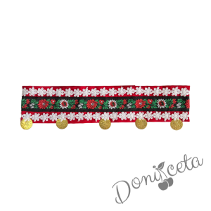 Дамска или детска народна носия 103 с косичник за глава-риза с бродерия, пола, елек, черна престилка с фолклорни/етно мотиви и косичник