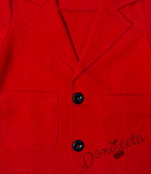 Детско сако за момче в червено с джобчета