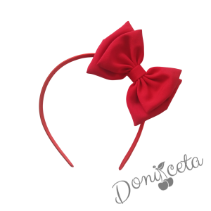 Коледна диадема с панделка в червено Мариска