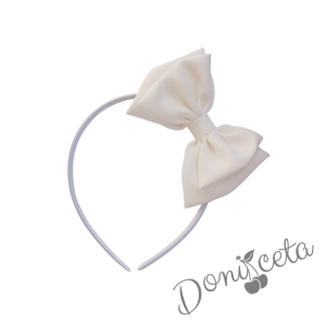 Коледна диадема с панделка в бяло Мариска