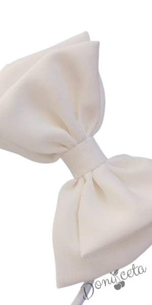 Коледна диадема с панделка в бяло Мариска