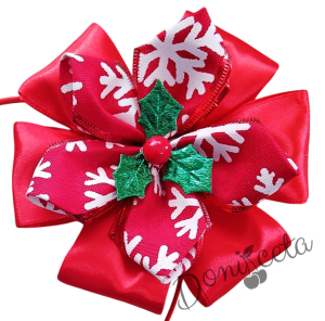 Коледна диадема в червено и с коледни мотиви