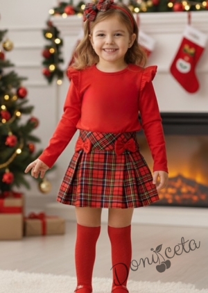 Детска пола в каре с панделки Вили Карена