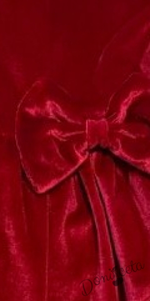 Детска/бебешка плюшена коледна рокля в червено с панделка 