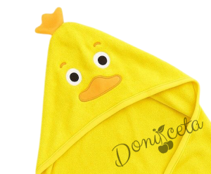 Детска хавлия за баня с качулка с пиленце и ръкавица за баня