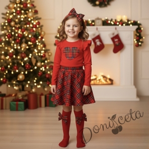 Детска пола клош от трико Роси в каре Карена