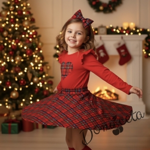 Детска пола клош от трико Роси в каре Карена