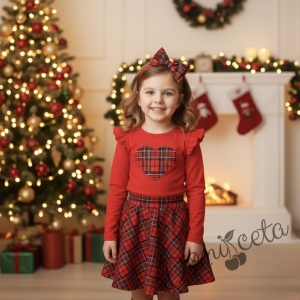 Детска пола клош от трико Роси в каре Карена