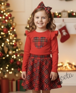 Детска пола клош от трико Роси в каре Карена