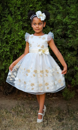 Официална детска рокля на цветя без ръкав с къдрички 220ЕЗЛЕ