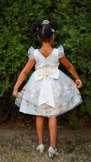 Официална детска рокля на цветя без ръкав с къдрички 220ЕЗЛЕ