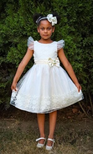 Официална детска рокля на цветя без ръкав с къдрички 220ЕББ