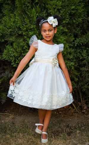 Официална детска рокля на цветя без ръкав с къдрички 220ЕББ