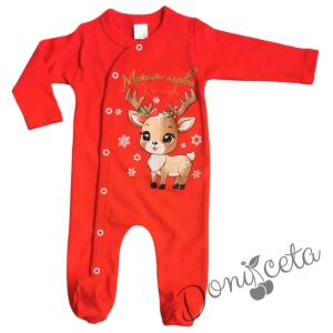 Коледен бебешки гащеризон с мече надпис Моята първа Коледа 1