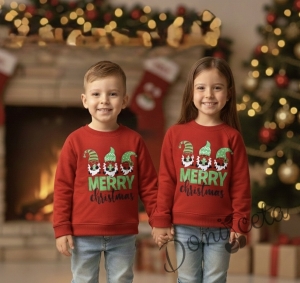 Коледна ватирана блуза в червено с надпис