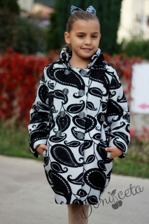 Детско палто за момиче  в черно и бяло