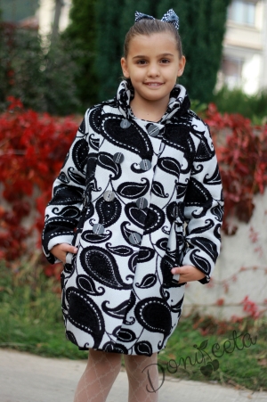Детско палто за момиче  в черно и бяло
